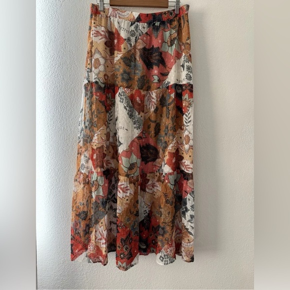 Johnny Was Stephanie Womens Skirt M Floral Metallic Print Maxi Long $275 Boho - Picture 6 of 14